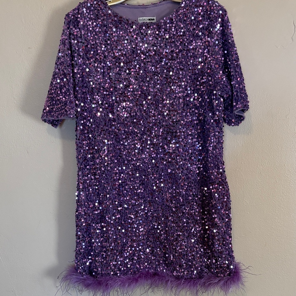 Fashion Nova Purple Sequin Dress